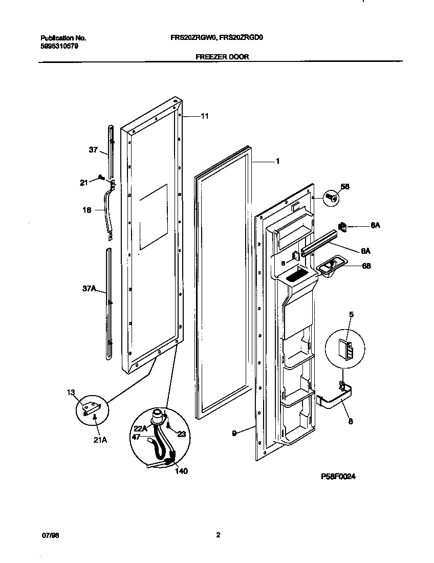 Frigidaire FRS20ZRGD0 freezer door diagram