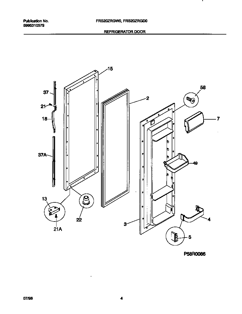 Frigidaire FRS20ZRGD0 refrigerator door diagram