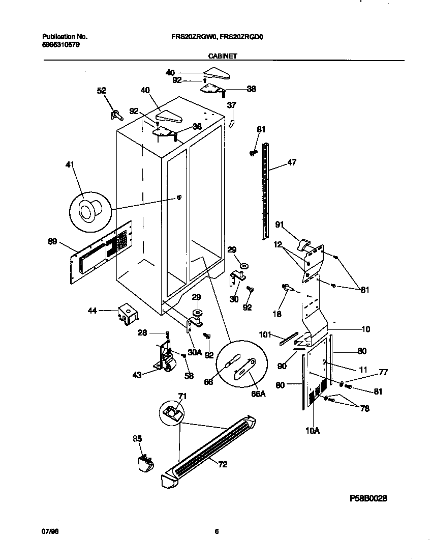 Frigidaire FRS20ZRGD0 cabinet diagram