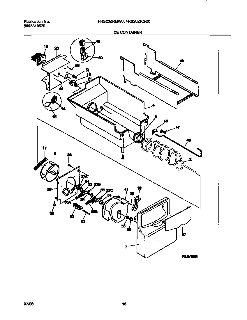 Frigidaire FRS20ZRGD0 ice container diagram