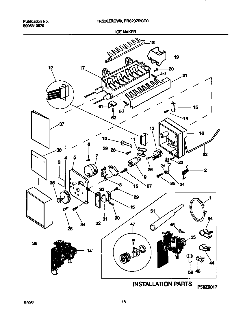Frigidaire FRS20ZRGD0 ice maker diagram