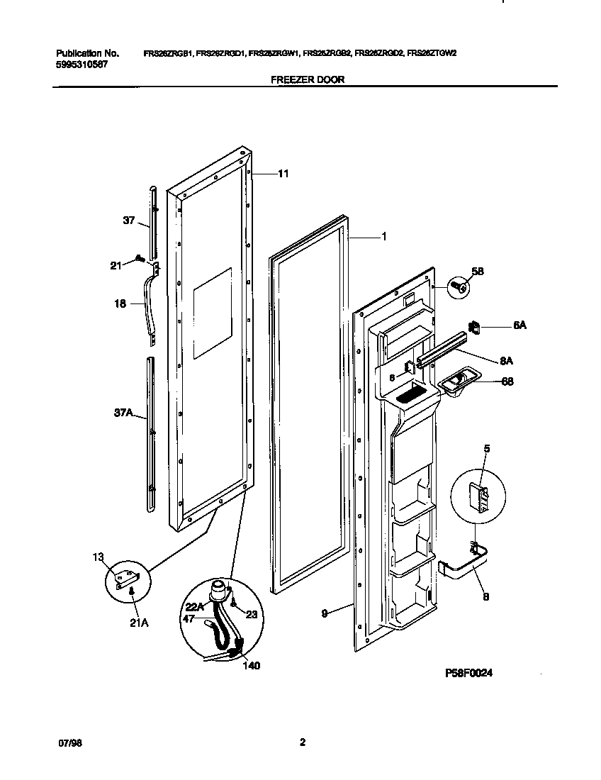 Frigidaire FRS26ZRGB1 frzr door diagram