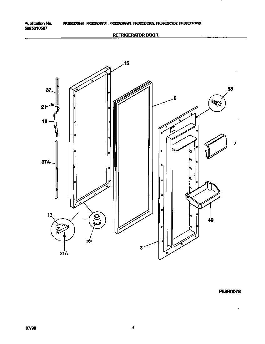 Frigidaire FRS26ZRGB1 refr door diagram