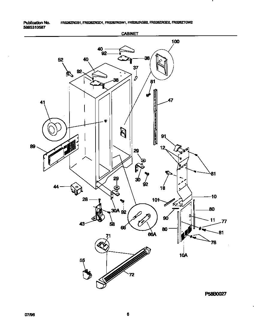 Frigidaire FRS26ZRGB1 cabinet diagram