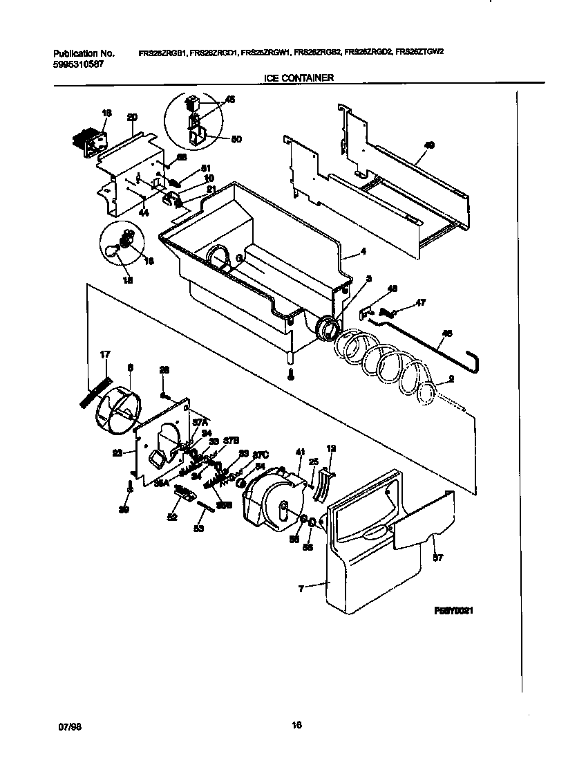 Frigidaire FRS26ZRGB1 ice container diagram