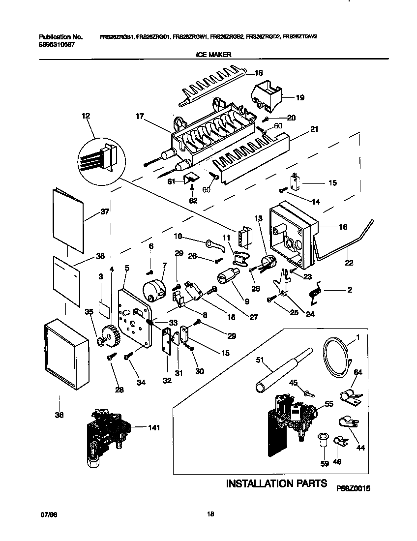 Frigidaire FRS26ZRGB1 ice maker diagram