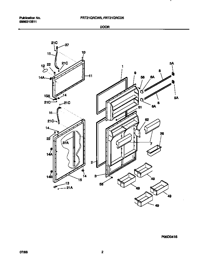 Frigidaire FRT21QRCD5 door diagram