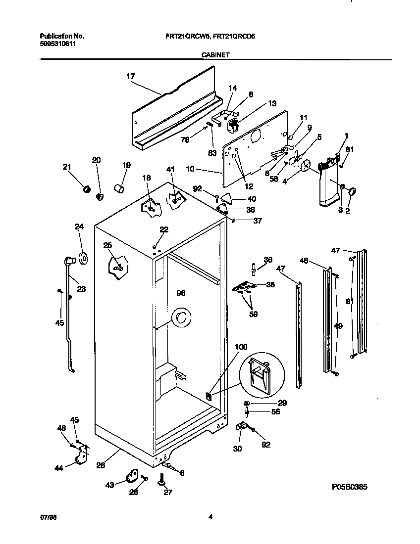 Frigidaire FRT21QRCD5 cabinet diagram