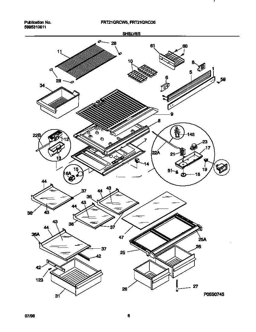 Frigidaire FRT21QRCD5 shelves diagram