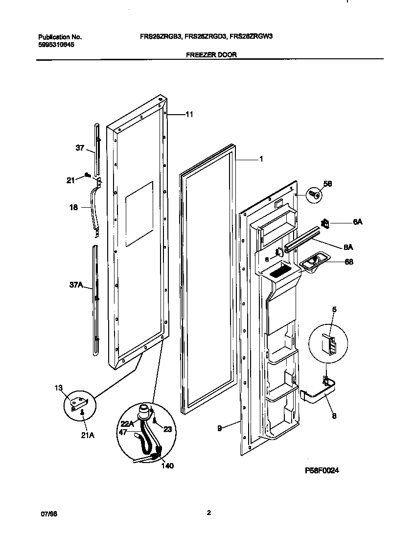 Frigidaire FRS26ZRGW3 frzr door diagram