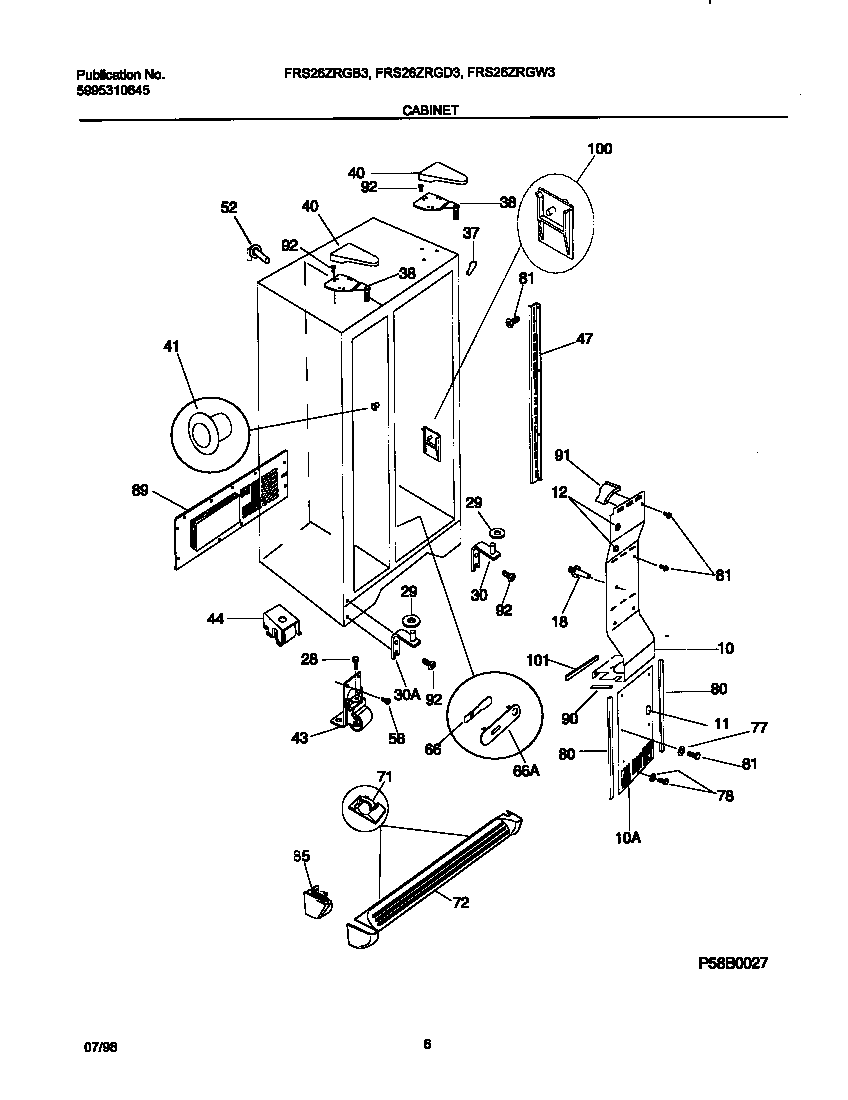 Frigidaire FRS26ZRGW3 cabinet diagram