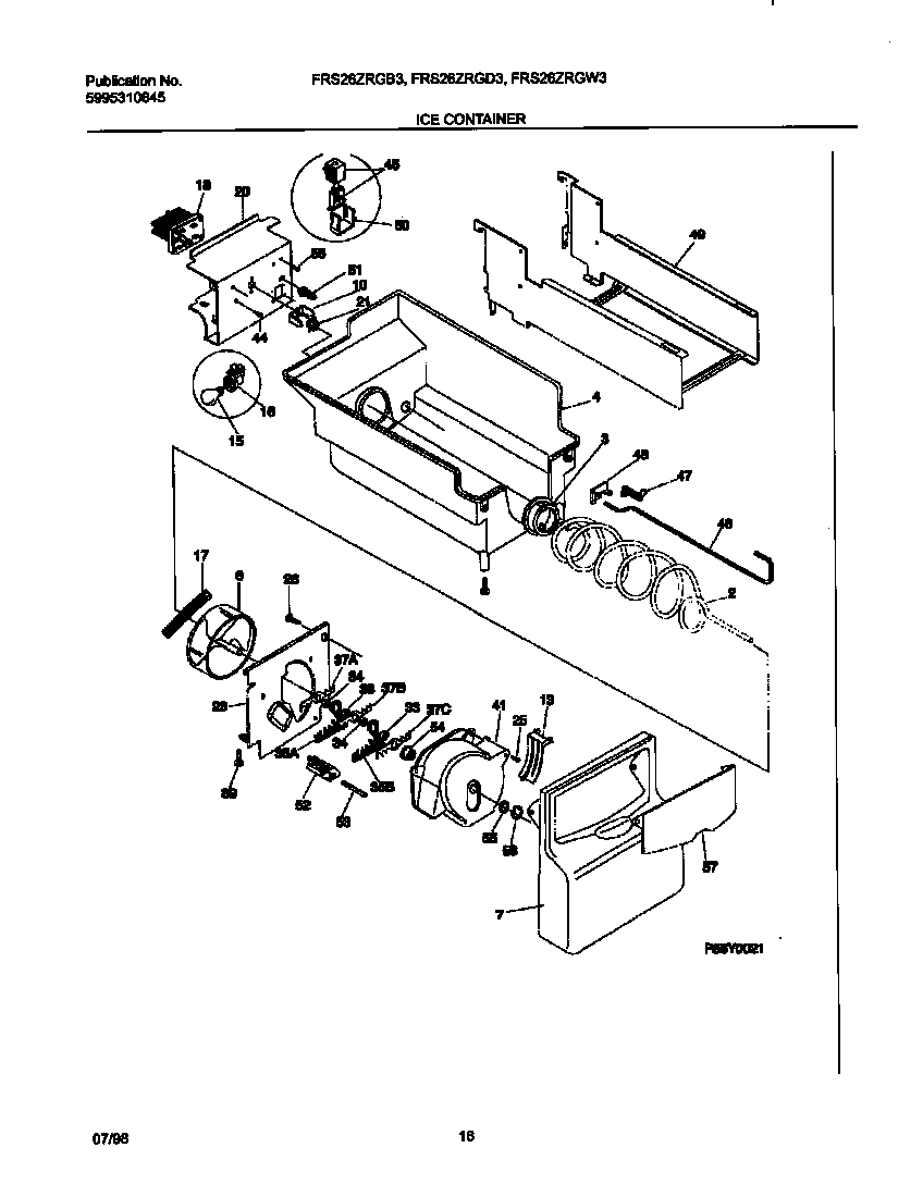 Frigidaire FRS26ZRGW3 ice container diagram