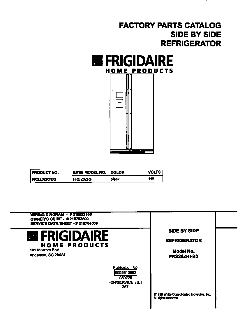 Frigidaire FRS26ZRFB3 cover diagram