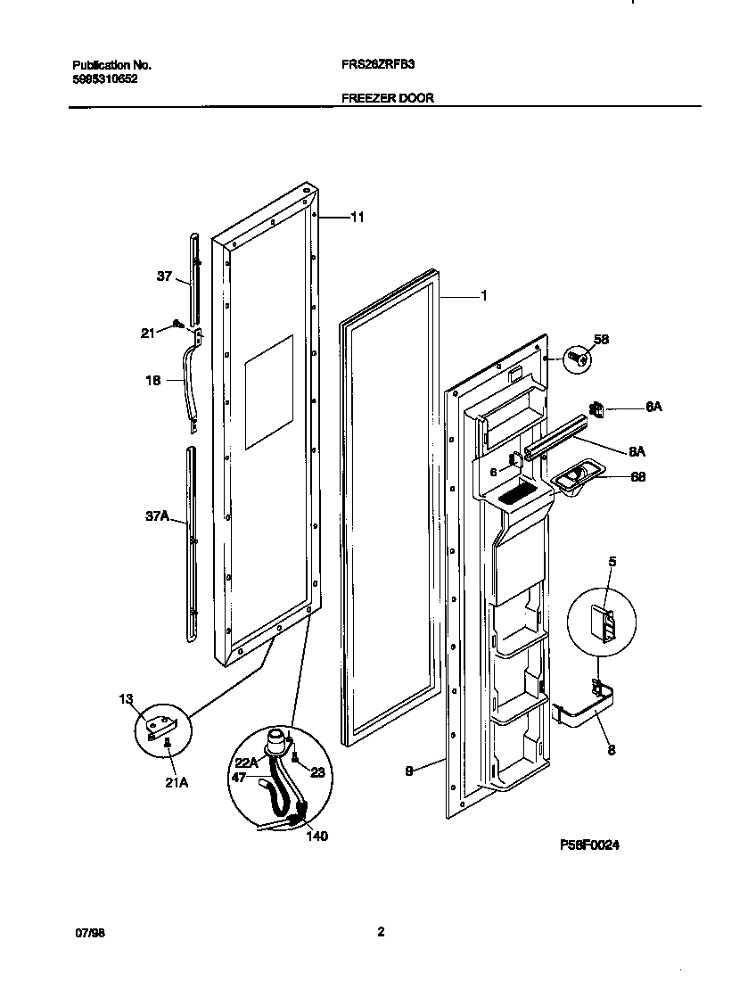 Frigidaire FRS26ZRFB3 frzr door diagram