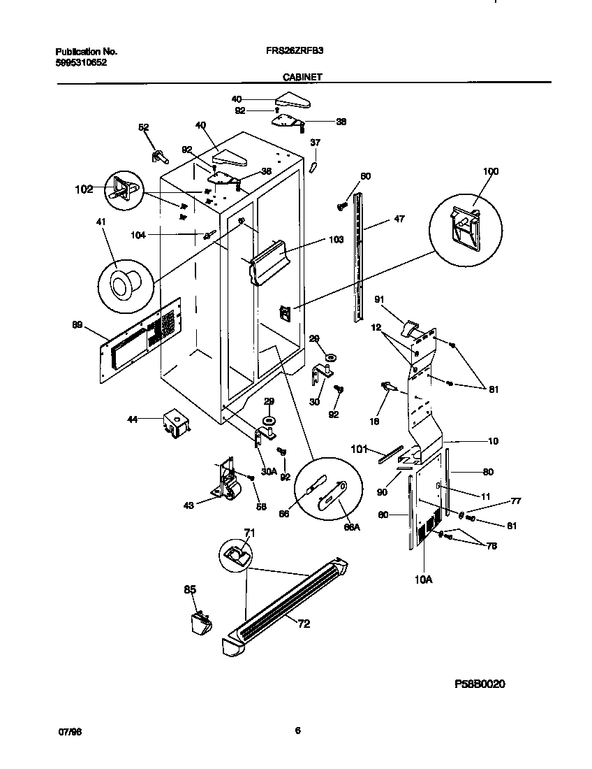 Frigidaire FRS26ZRFB3 cabinet diagram