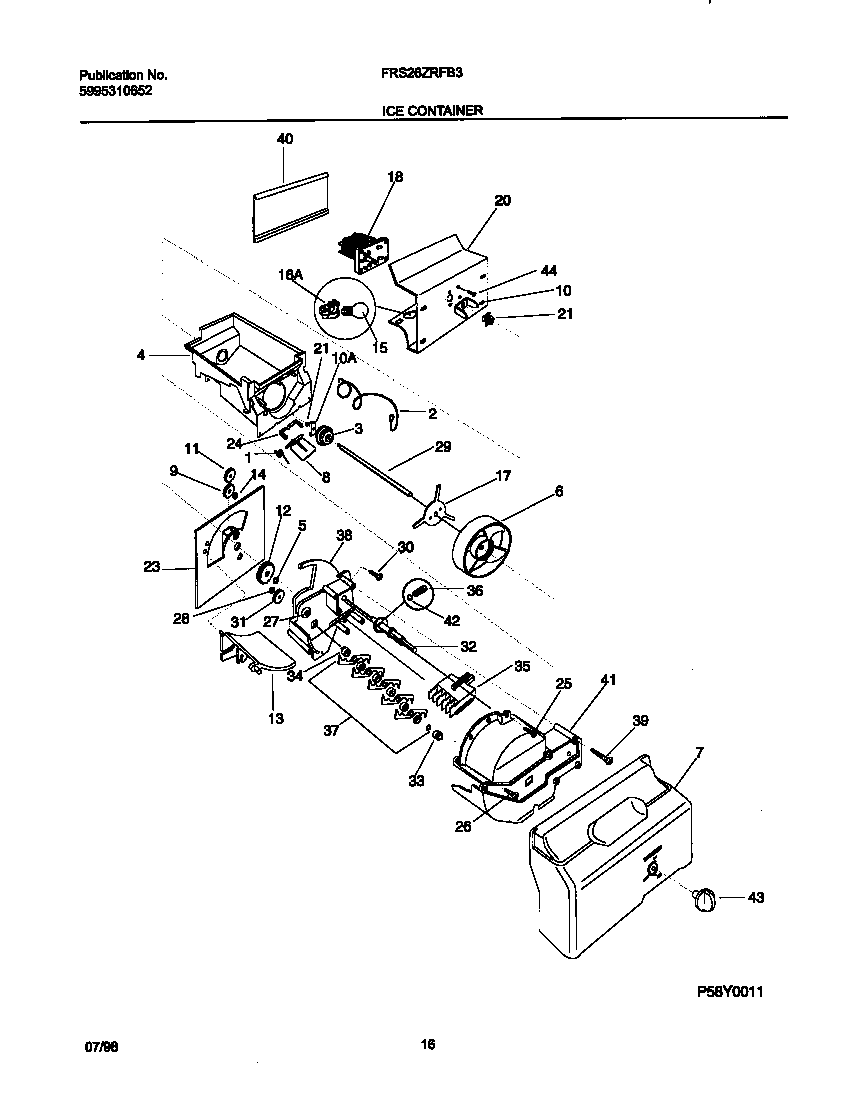Frigidaire FRS26ZRFB3 ice container diagram