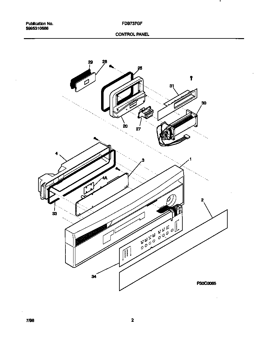 Frigidaire FDB737GFR1 control panel diagram