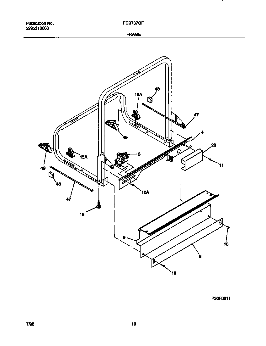 Frigidaire FDB737GFR1 frame diagram