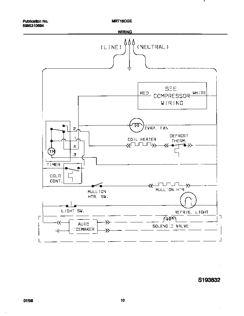 Universal/Multiflex (Frigidaire) MRT16CGEW4 wiring diagram diagram