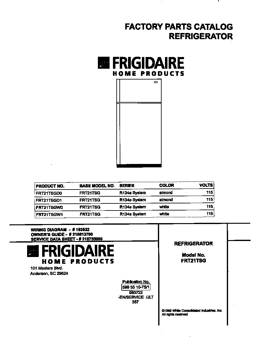 Frigidaire FRT21TSGD0 cover diagram