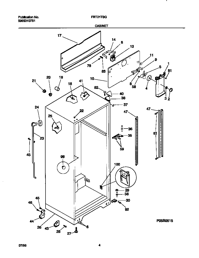 Frigidaire FRT21TSGD0 cabinet diagram
