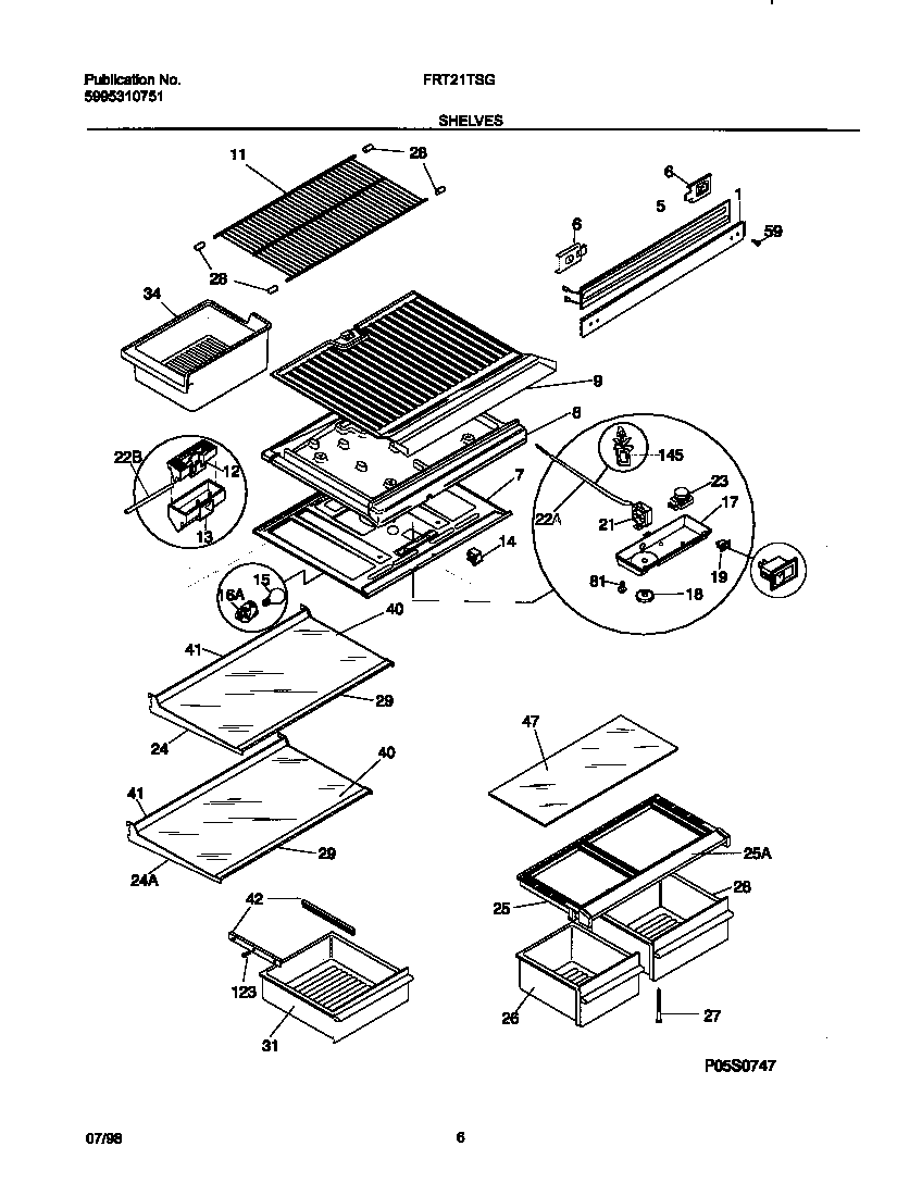 Frigidaire FRT21TSGD0 shelves diagram