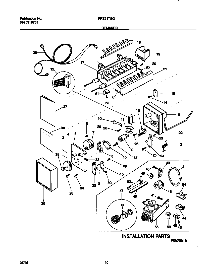 Frigidaire FRT21TSGD0 ice maker diagram