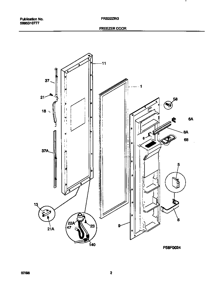 Frigidaire FRS22ZRGB1 frzr door diagram