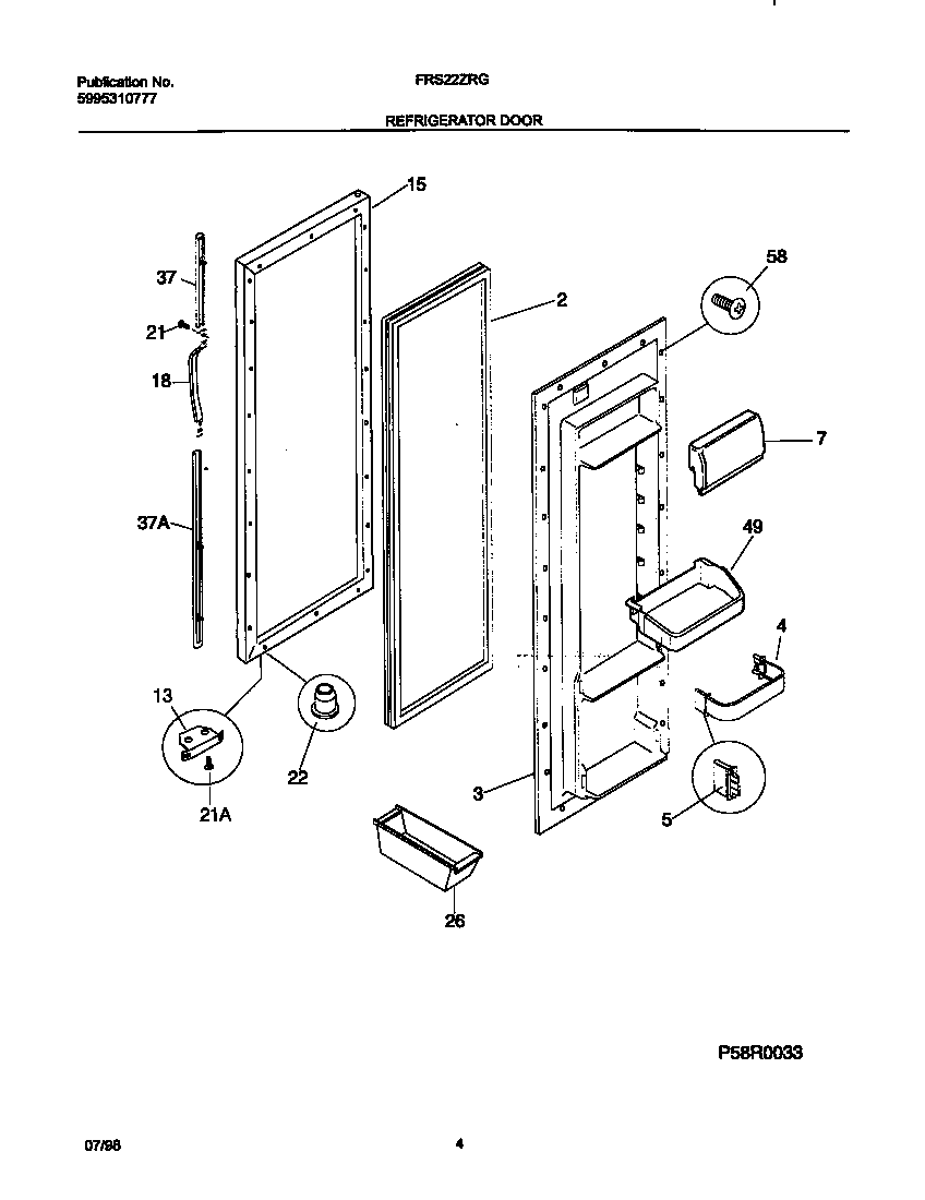 Frigidaire FRS22ZRGB1 refr door diagram