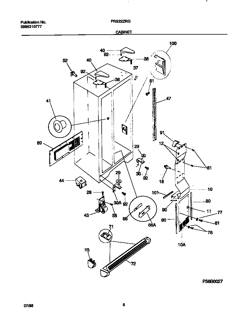 Frigidaire FRS22ZRGB1 cabinet diagram