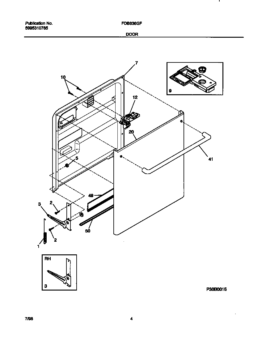 Frigidaire FDB836GFB3 door diagram