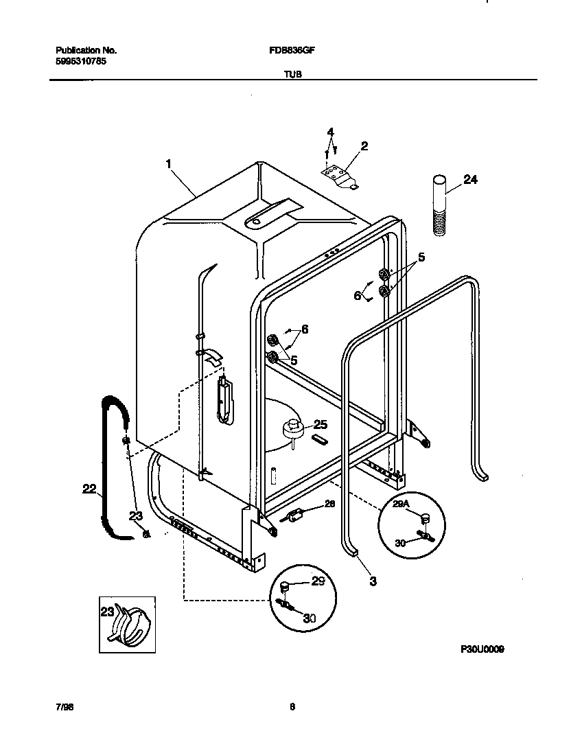 Frigidaire FDB836GFB3 tub diagram