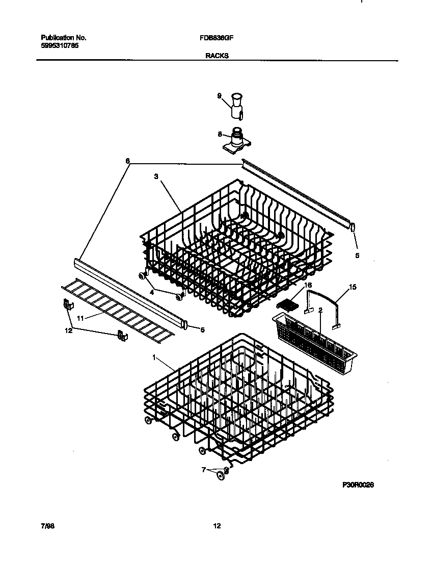 Frigidaire FDB836GFB3 rack diagram