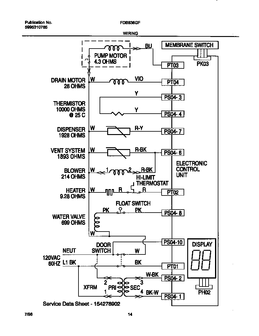 Frigidaire FDB836GFB3 wiring diagram diagram