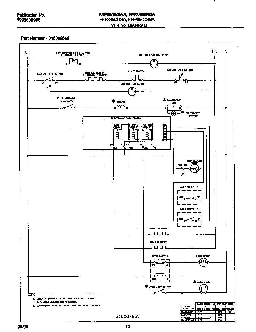 Frigidaire FEF365CGSA wiring diagram diagram