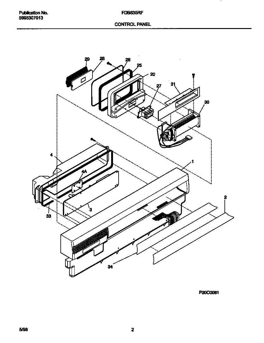 Frigidaire FDB835RFS0 control panel diagram