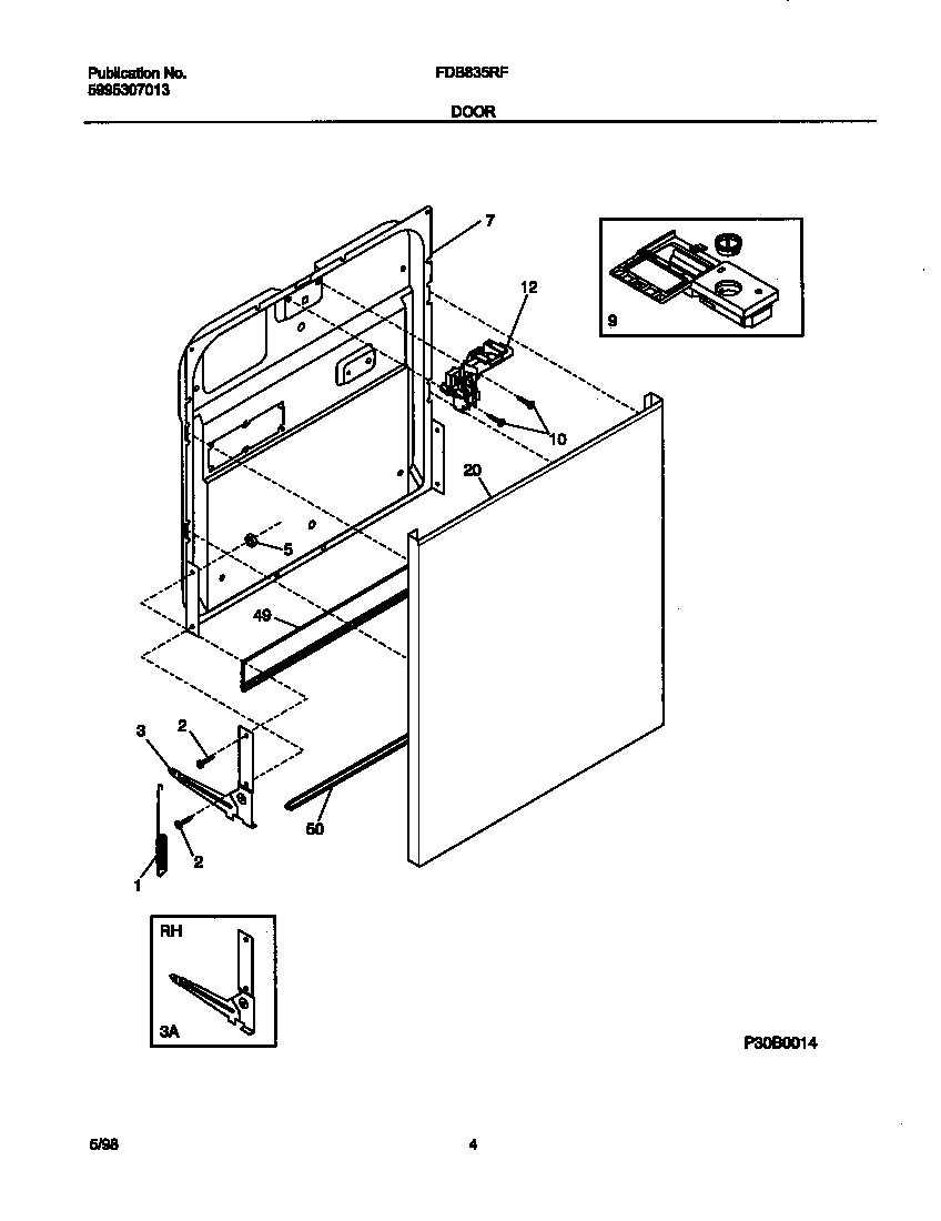 Frigidaire FDB835RFS0 door diagram