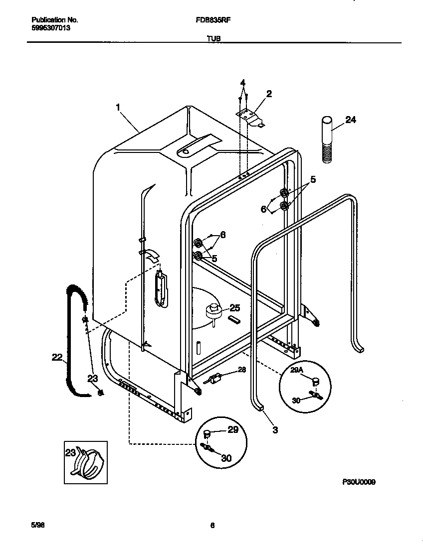 Frigidaire FDB835RFS0 tub diagram