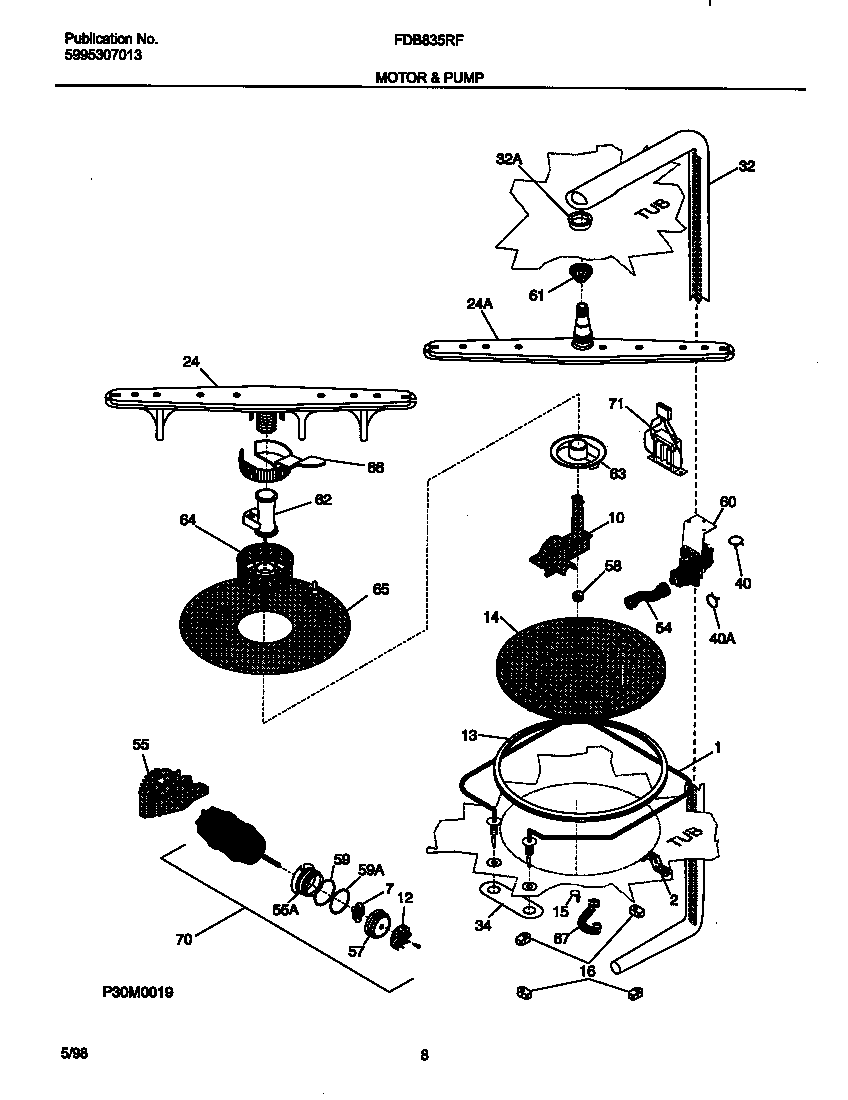 Frigidaire FDB835RFS0 motor and pump diagram