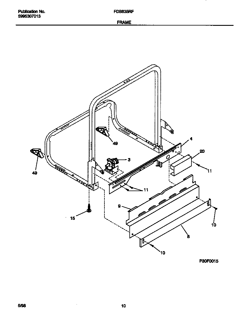 Frigidaire FDB835RFS0 frame diagram