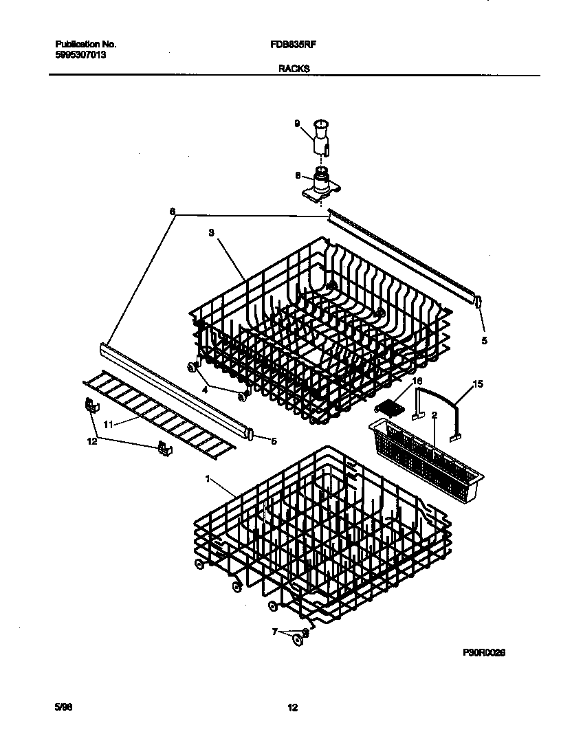 Frigidaire FDB835RFS0 racks diagram