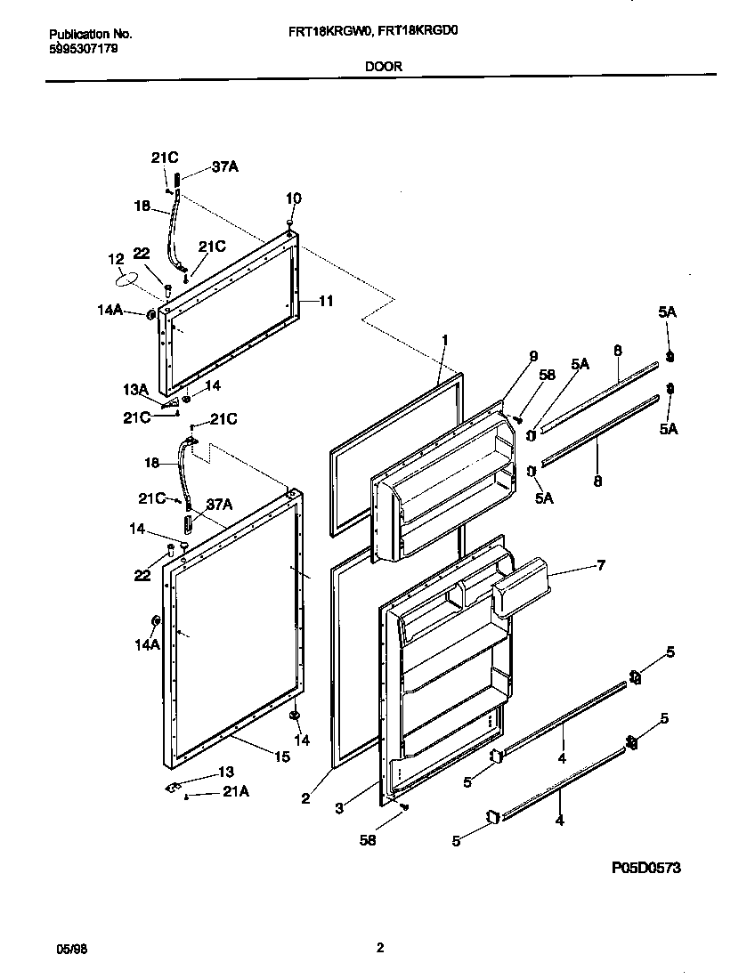 Frigidaire FRT18KRGW0 doors diagram