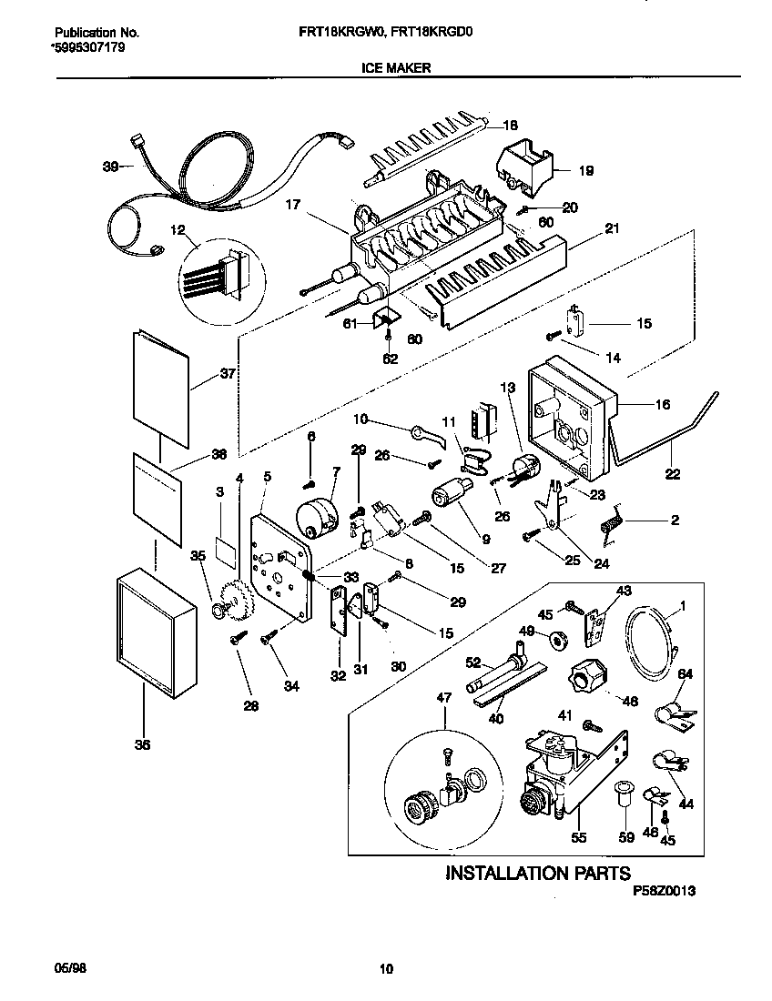 Frigidaire FRT18KRGW0 ice maker diagram