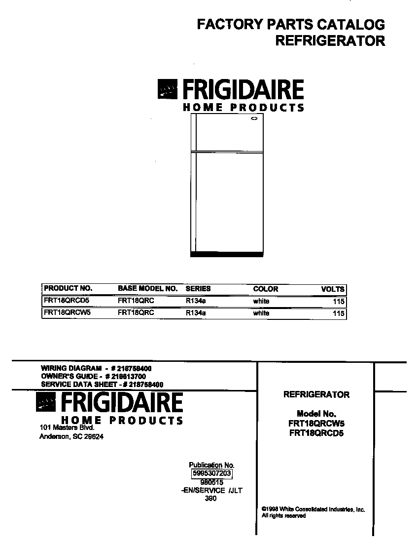 Frigidaire FRT18QRCD5 cover diagram