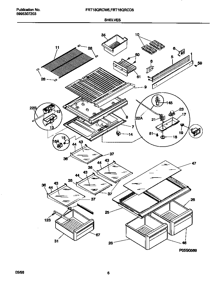 Frigidaire FRT18QRCD5 shelves diagram
