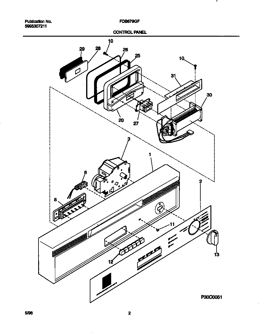 Frigidaire FDB679GFW4 control panel diagram