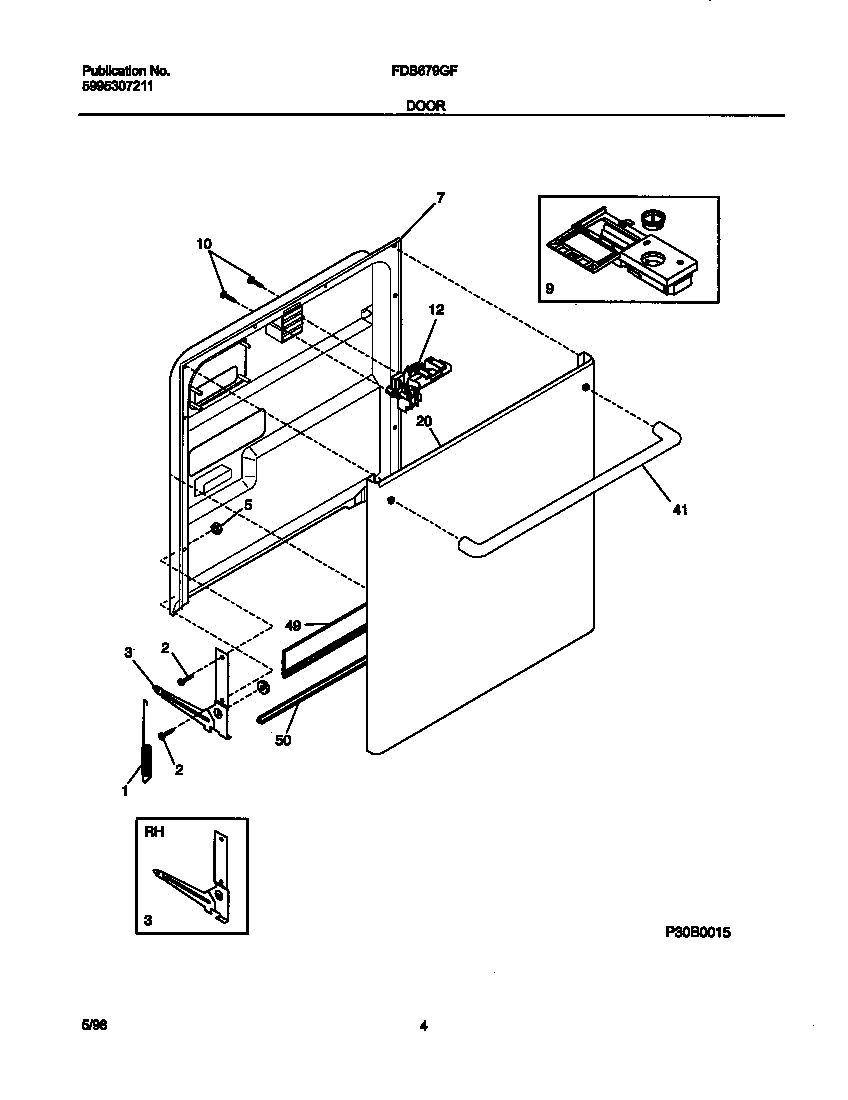 Frigidaire FDB679GFW4 door diagram