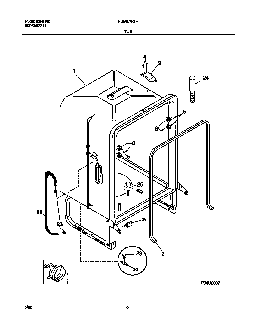 Frigidaire FDB679GFW4 tub diagram