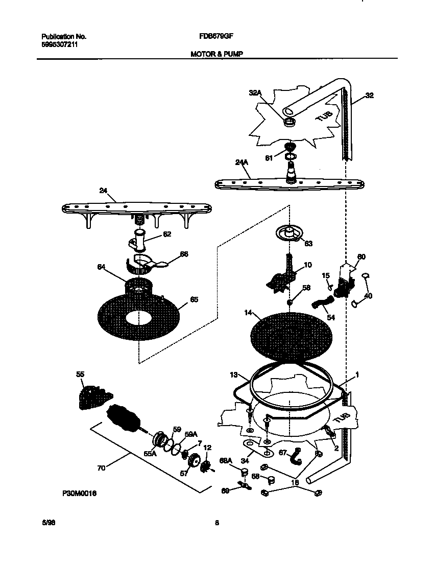 Frigidaire FDB679GFW4 motor & pump diagram