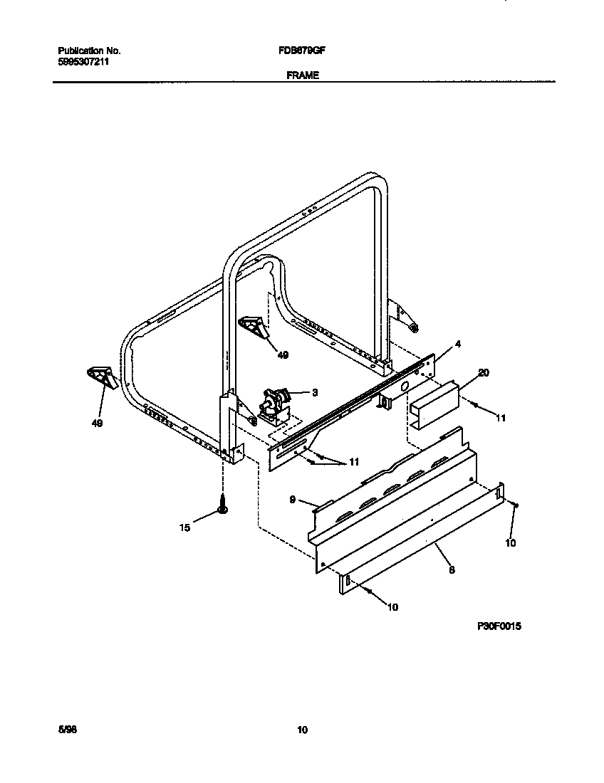 Frigidaire FDB679GFW4 frame diagram